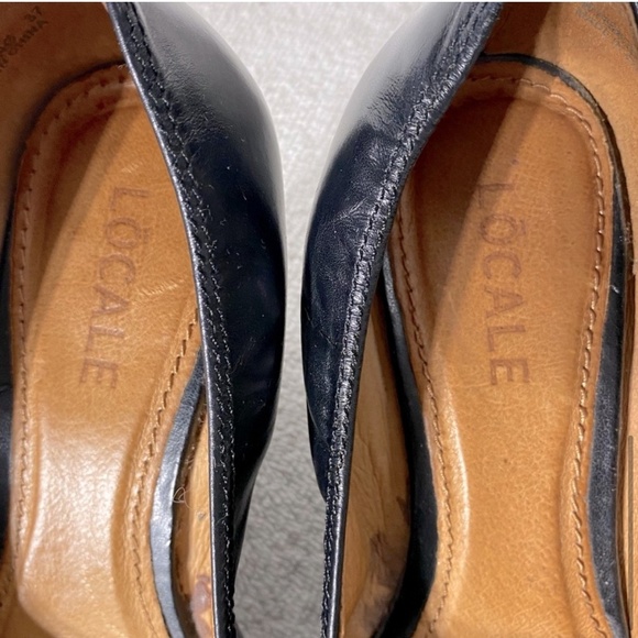 Locale Black Leather Round Toe Wedges 37 - Picture 8 of 13